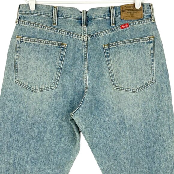 Wrangler Men's Premium Denim Relaxed Fit Blue Denim Jeans 36x29 Straight Leg NWT - Picture 4 of 11